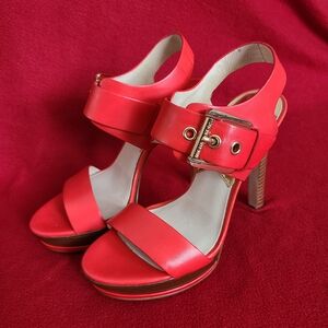 Michael Kors Orange Sandals with Gold Accents